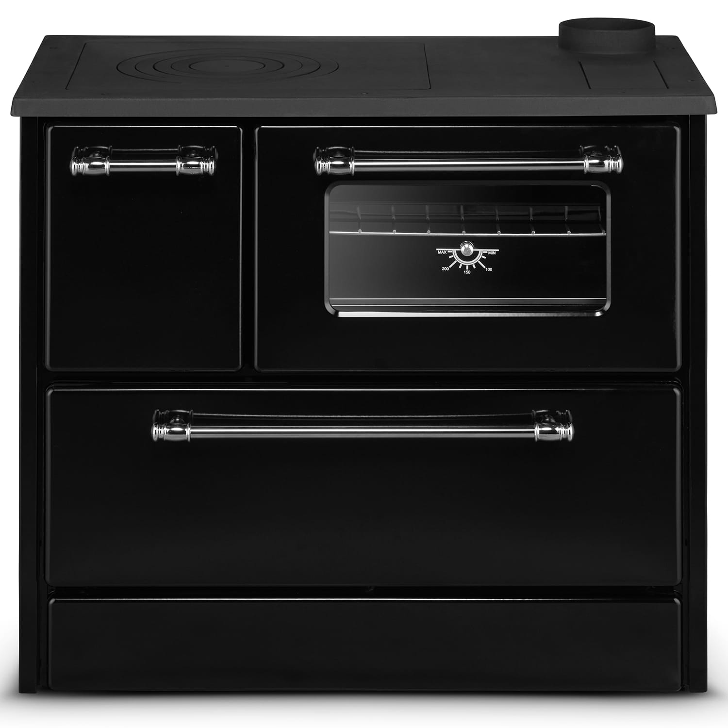 Piec kuchenny na drewno i węgiel OMEGA 701T 16 kW – kuchnia z płaszczem wodnym i funkcją ogrzewania CO, czarna - obrazek 10