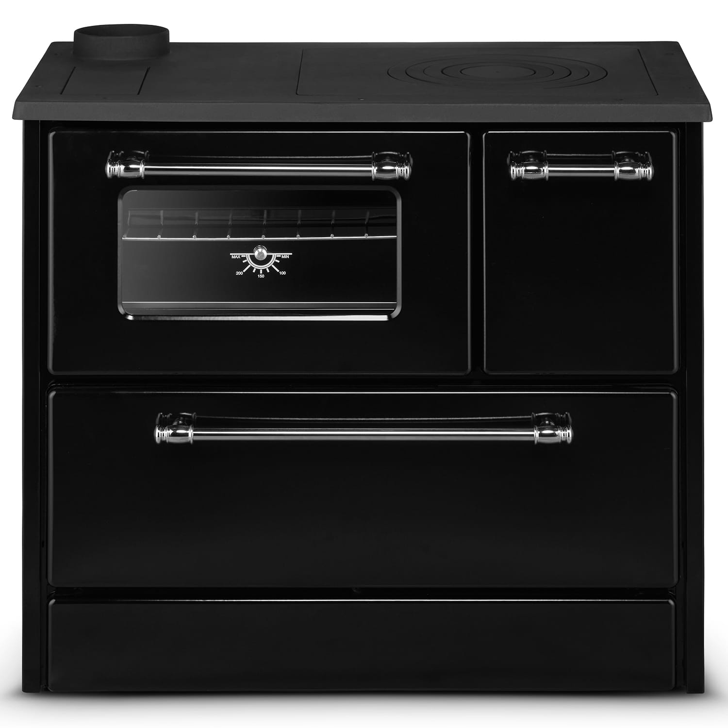 Piec kuchenny na drewno i węgiel OMEGA 701T 16 kW – kuchnia z płaszczem wodnym i funkcją ogrzewania CO, czarna - obrazek 9