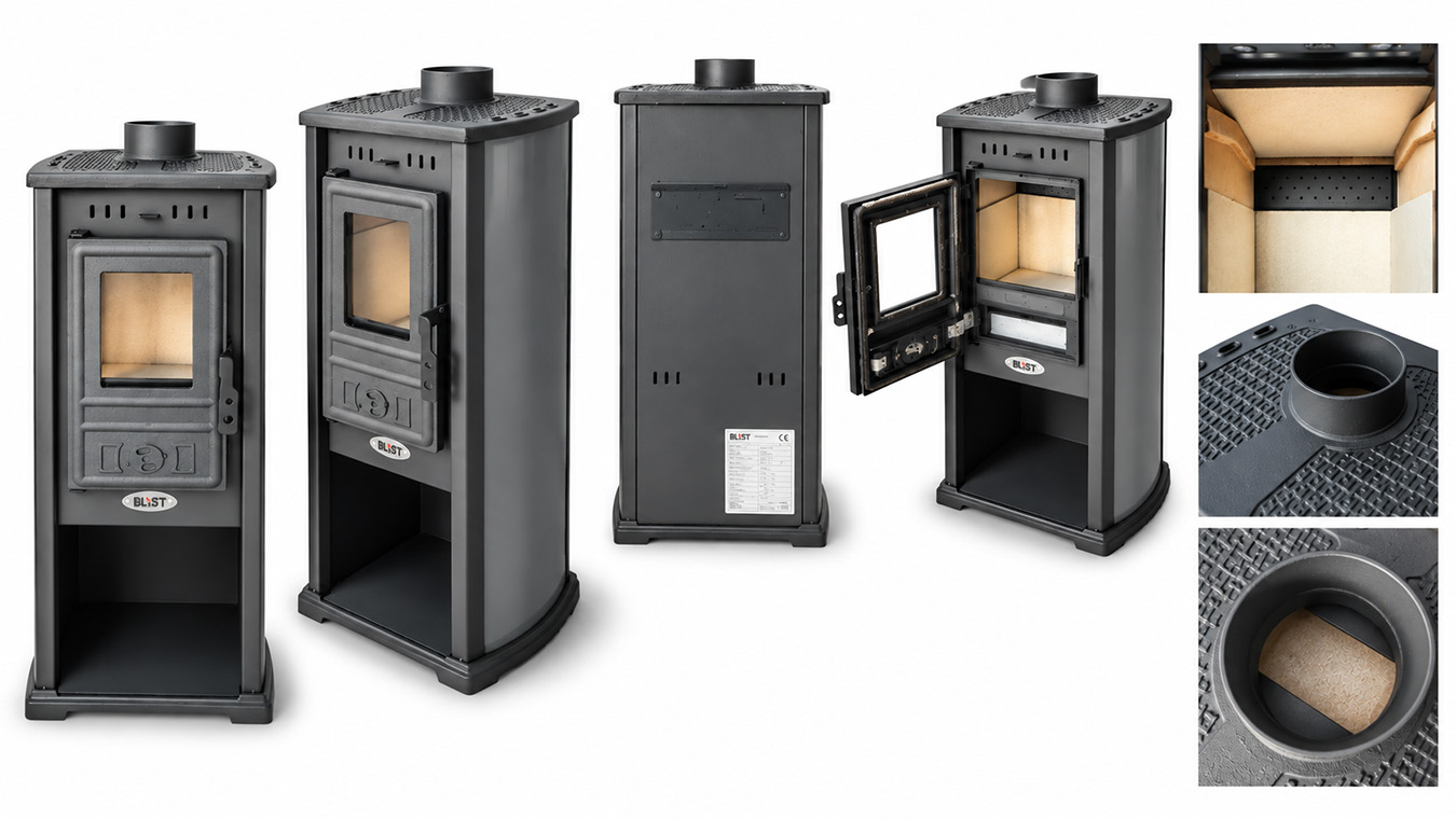 Piec kominek wolnostojący BLIST LUX / BERNA G 4.0– 5,9 kW – Ekoprojekt Szary - obrazek 7